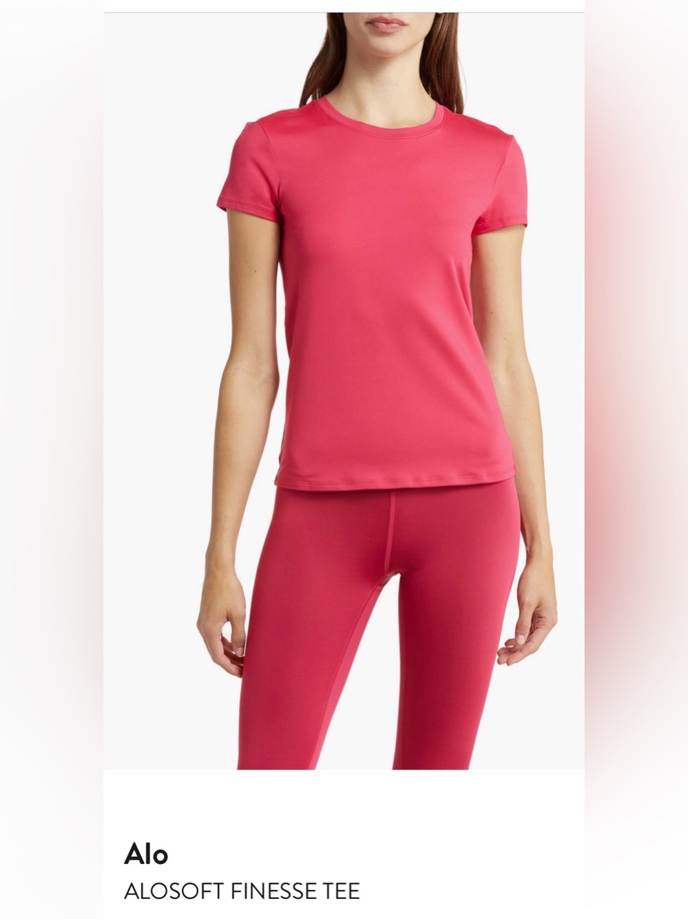 ALO Yoga Short Sleeve Crewneck Tee in lipstick red.